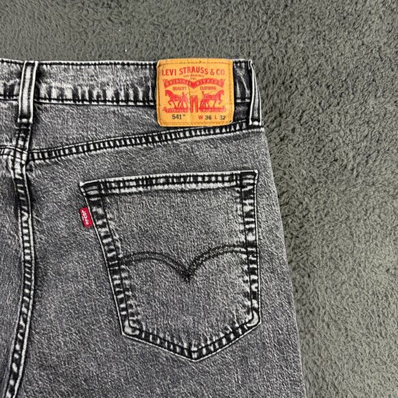 Levis 541 Jeans Mens 36x32 (Fits 34x30) Gray Athletic Tapered Fit Stretch Denim - Picture 13 of 16